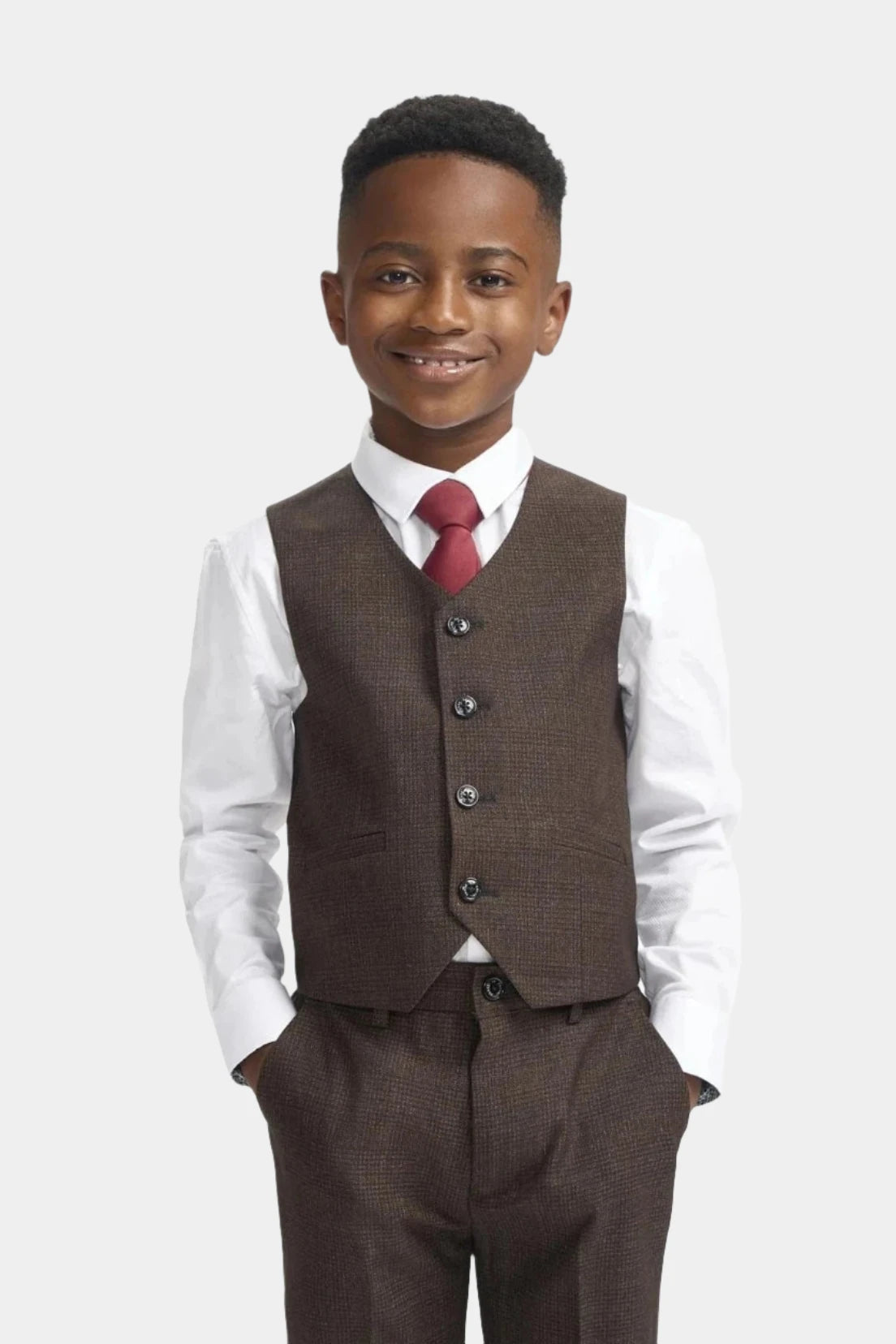 CAVANI CARIDI BOYS BROWN 3 PIECE SUIT