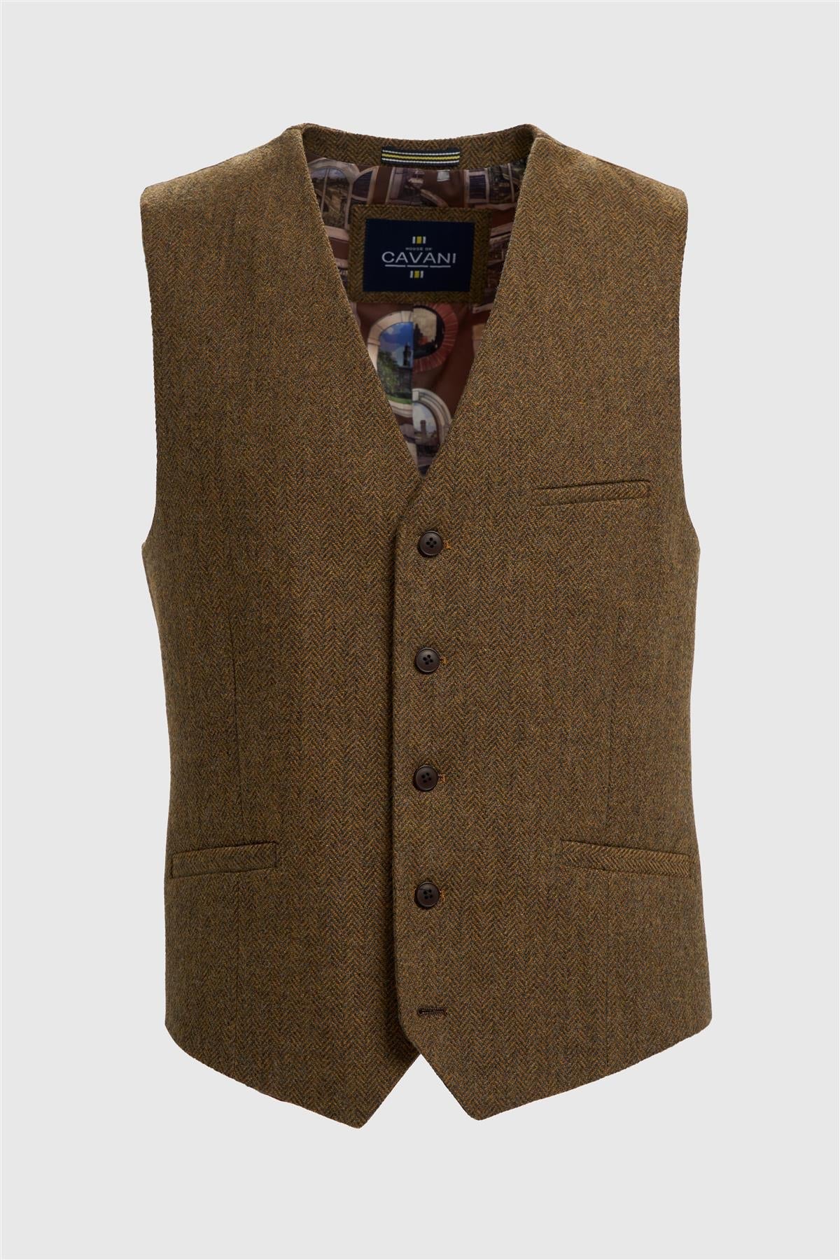 Cavani Thomas Brown Tweed Waistcoat