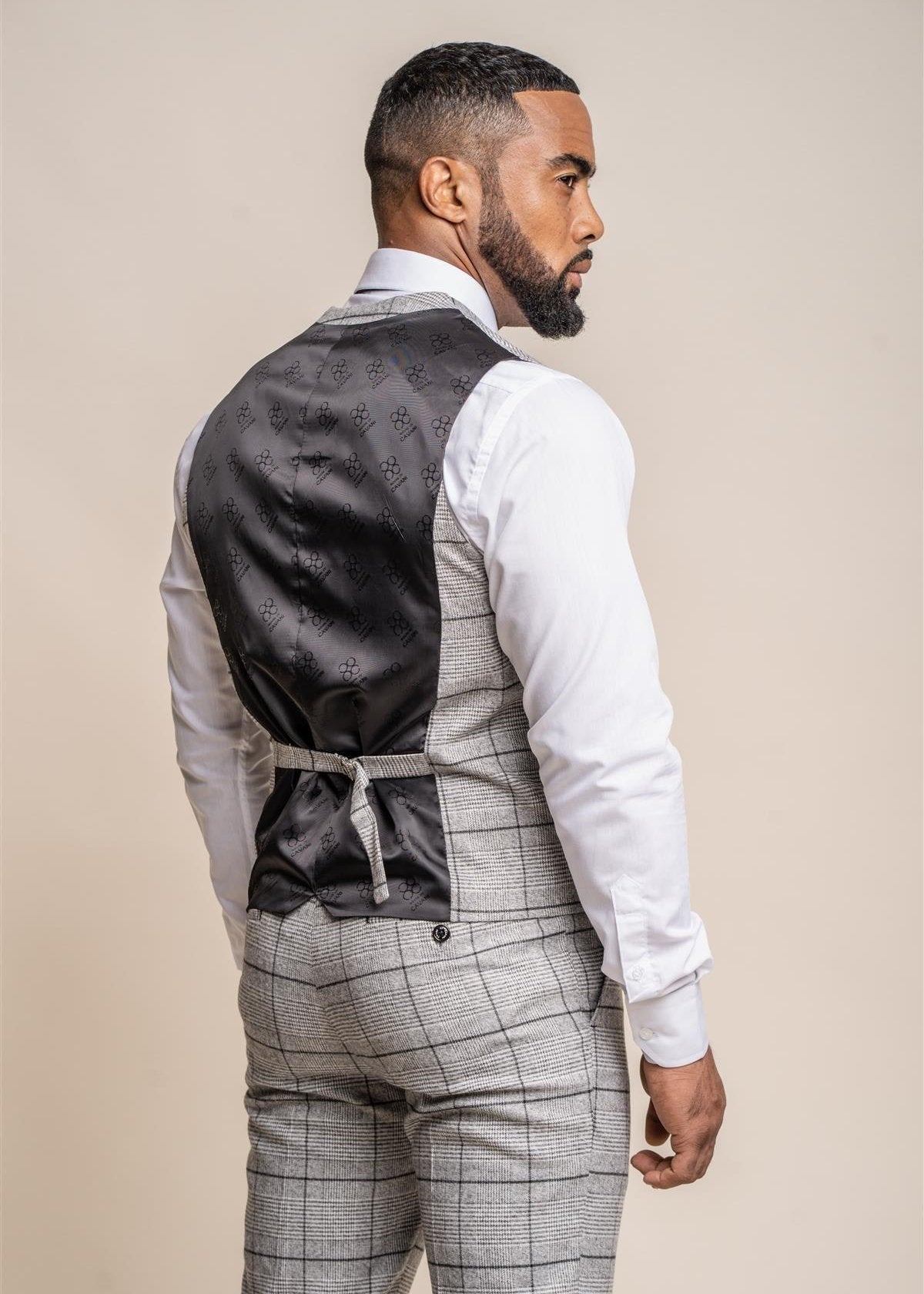 CAVANI GHOST GREY CHECK 3-PIECE SUIT