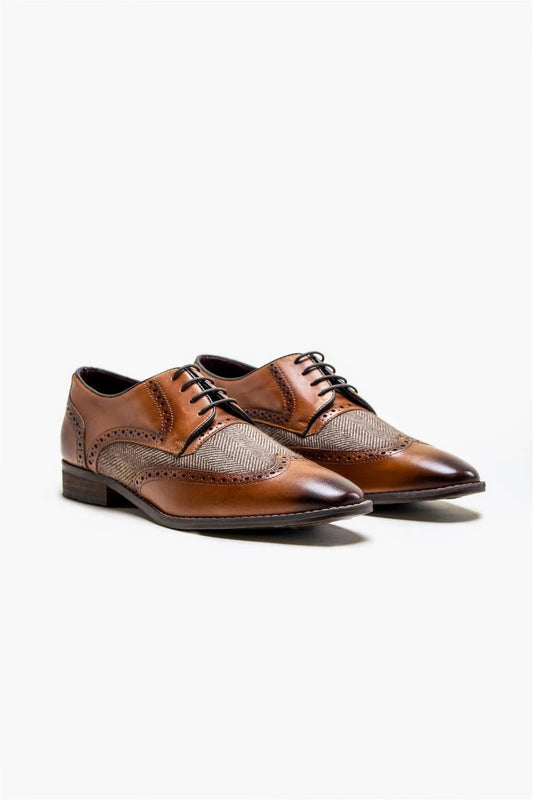Cavani Faro Tan Leather Brogue Shoes