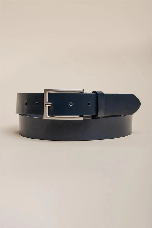 Cavani Navy Smooth Leather Belt