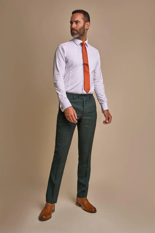 Cavani Caridi Olive Check Slim Fit Trousers