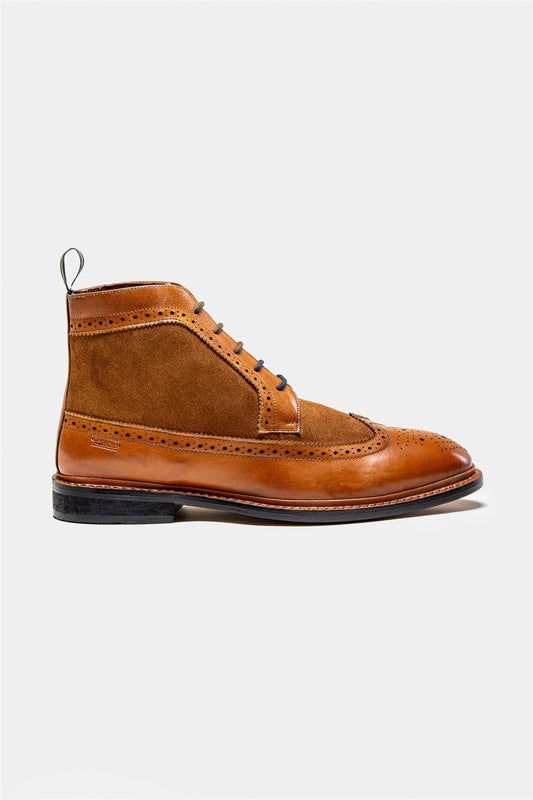 Cavani Bosworth Tan Leather Brogue Boots