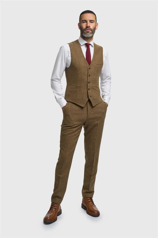 Cavani Thomas Brown Tweed Waistcoat