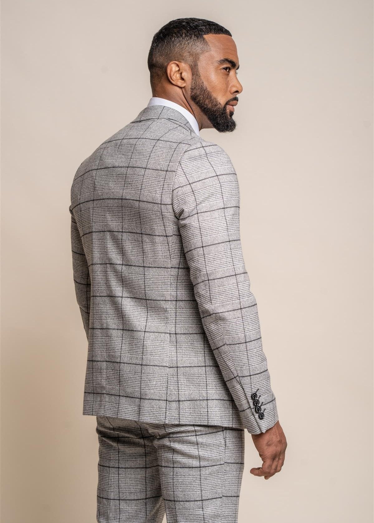 CAVANI GHOST GREY CHECK 3-PIECE SUIT