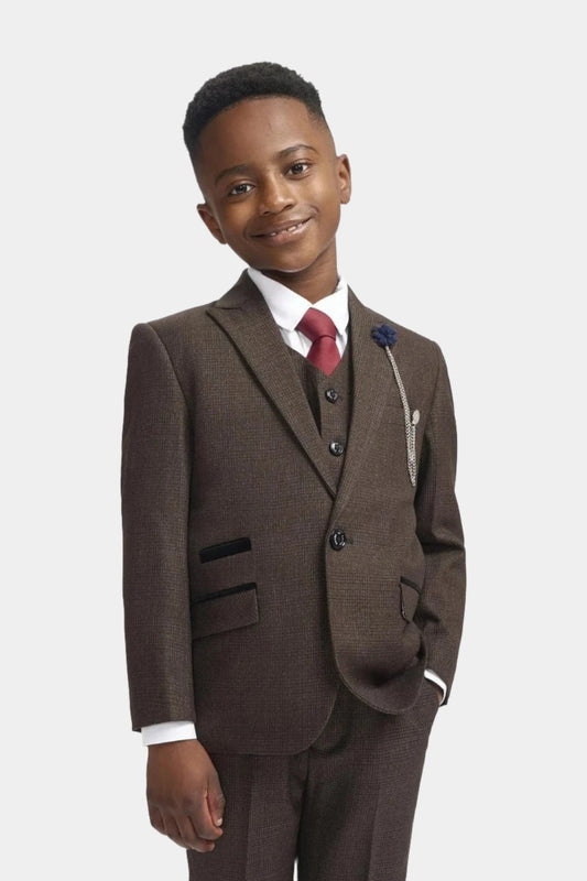 Cavani Caridi Brown Boys 3-Piece Suit