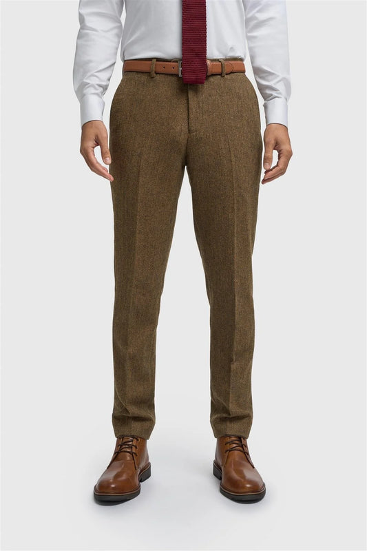 Cavani Thomas Brown Tweed Tailored Trousers