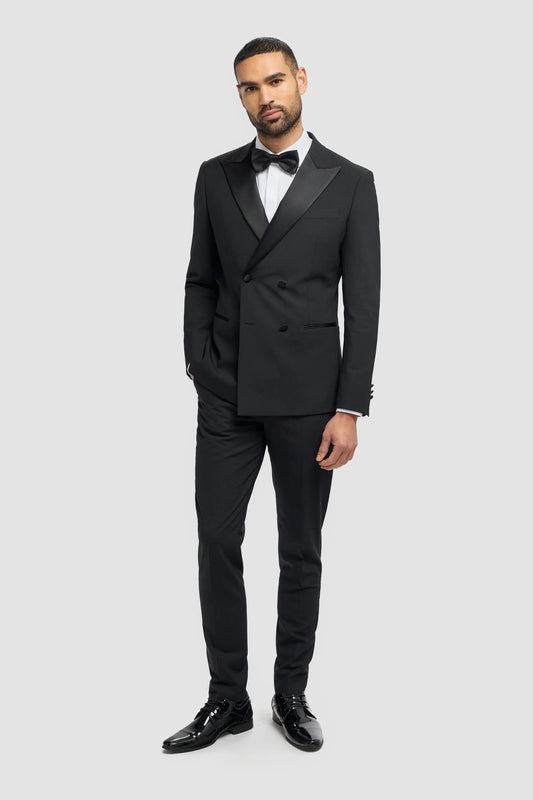Cavani Aspen Black Double-Breasted 2-Piece Suit