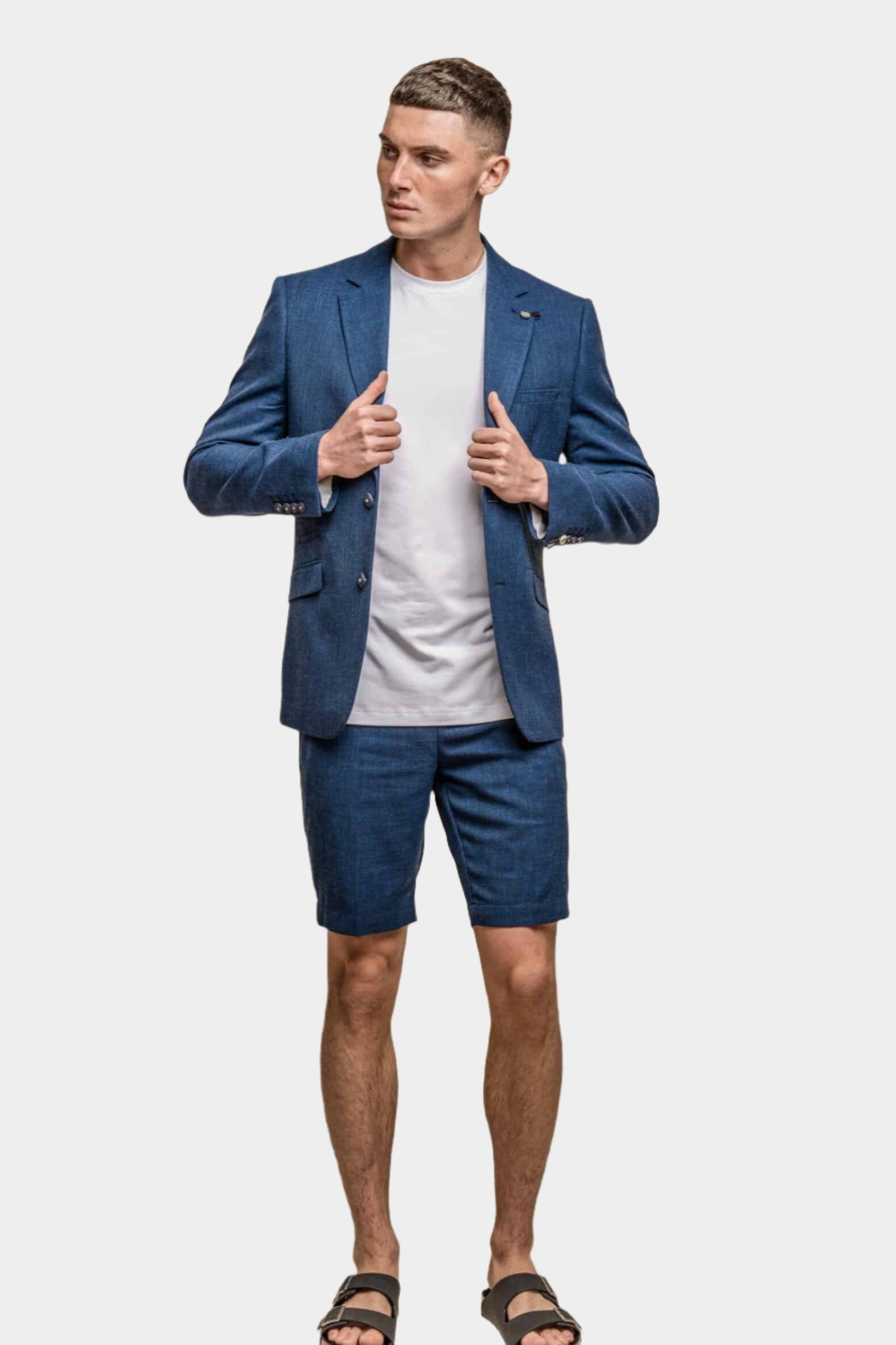 Cavani Miami Blue Slim Fit Shorts Menz Suits