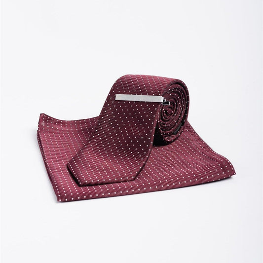 Cavani Burgundy Spot Tie Set