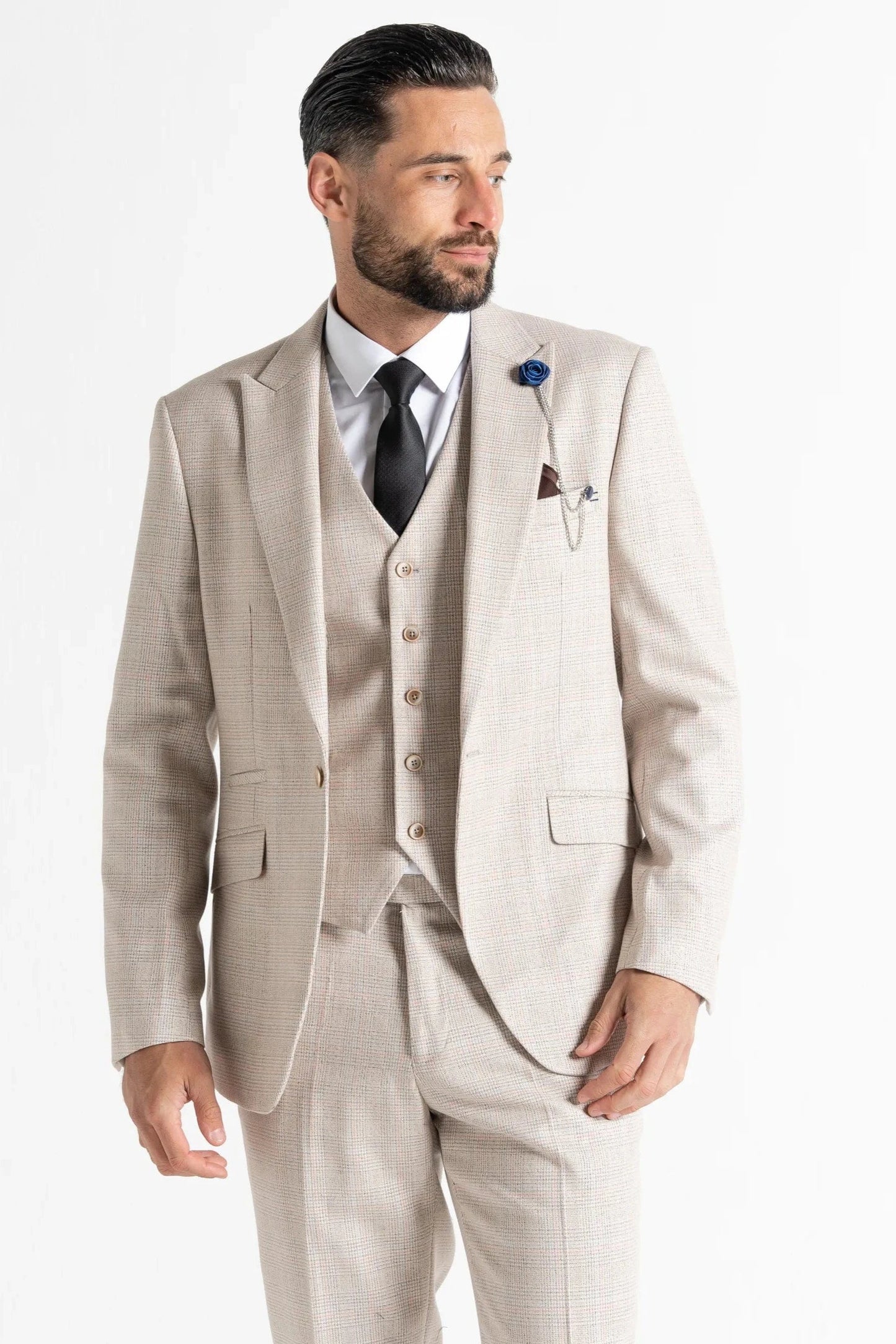 V2 Classic Charles Cream Tweed 3-Piece Suit