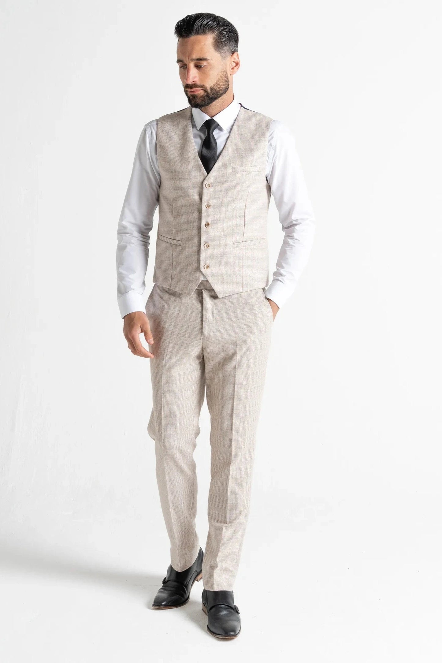 V2 Classic Charles Cream Tweed 3-Piece Suit