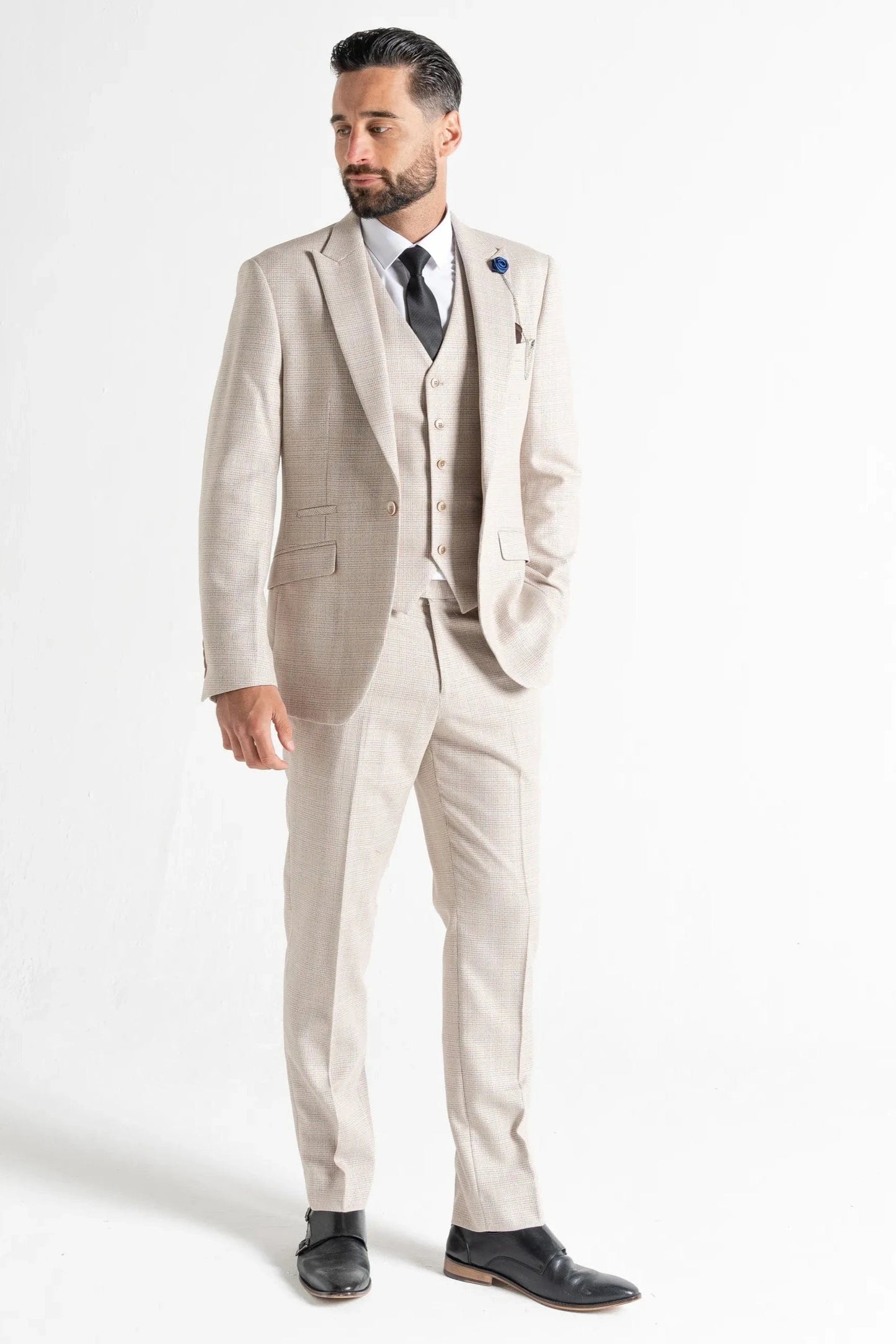 V2 Classic Charles Cream Tweed 3-Piece Suit