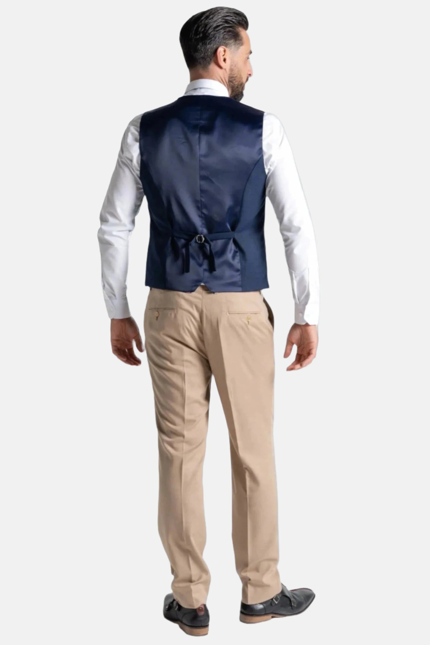 V2 CLASSIC CHARLIE CREAM WITH NAVY WAISTCOAT 3-PIECE SUIT
