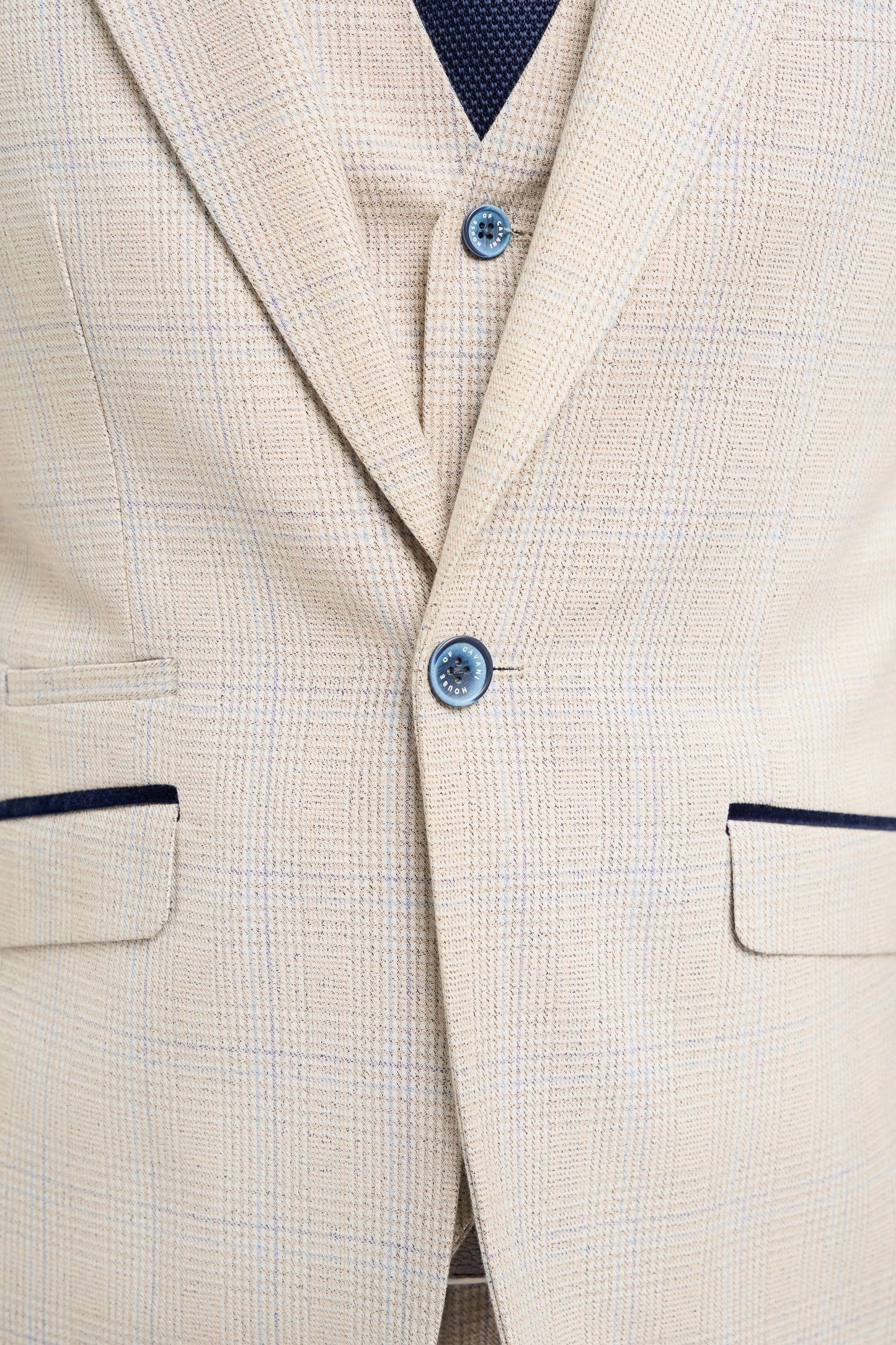 Cavani Caridi Beige Check 3-Piece Suit