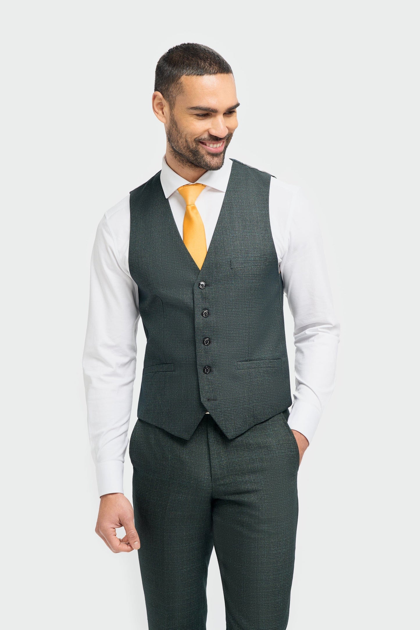 Cavani Caridi Olive Check 3-Piece Suit