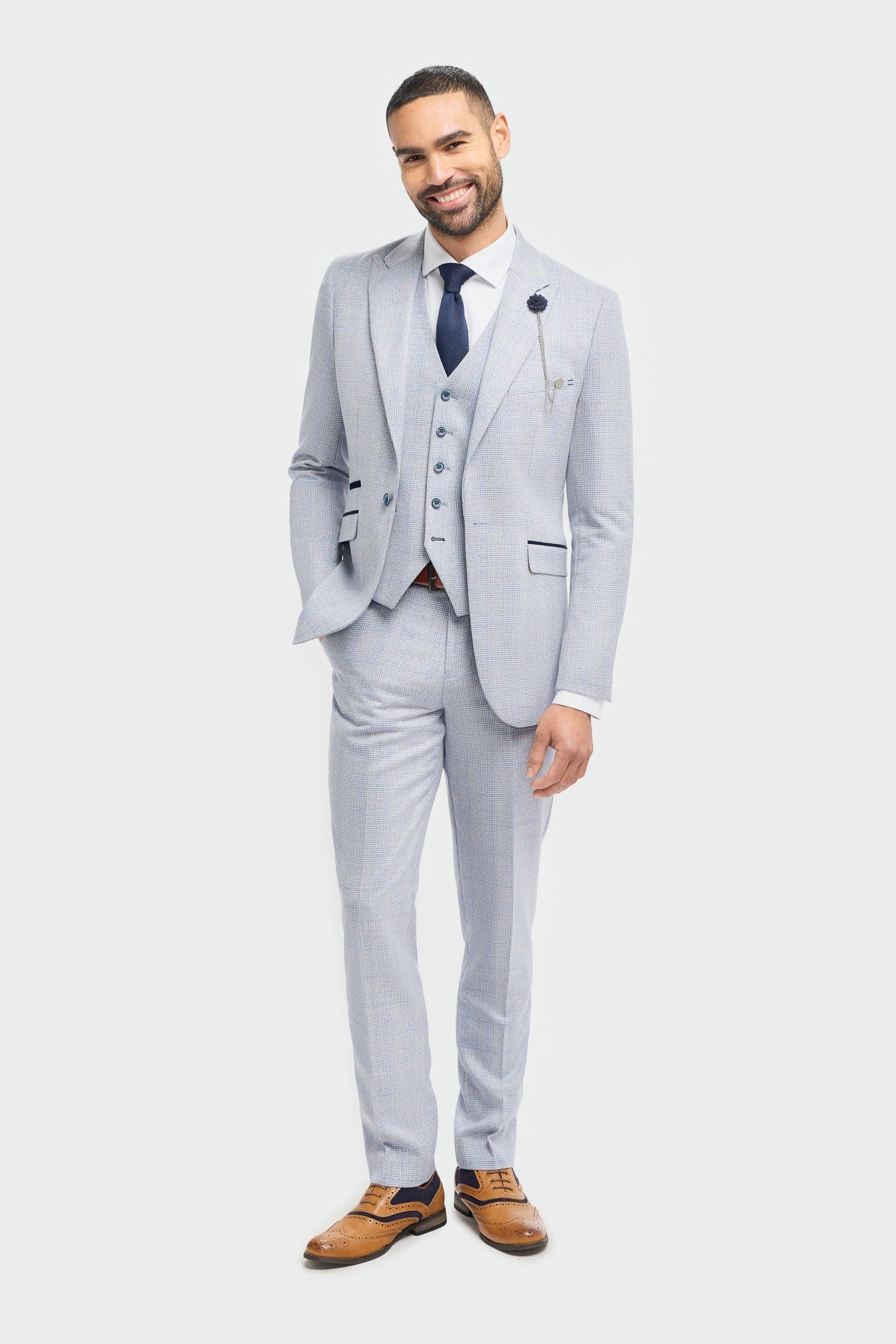 Cavani Caridi Sky Check 3-Piece Suit