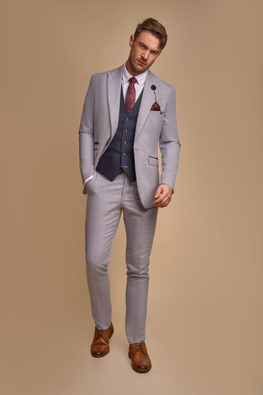 Cavani Caridi Sky With Caridi Navy Waistcoat 3-Piece Suit
