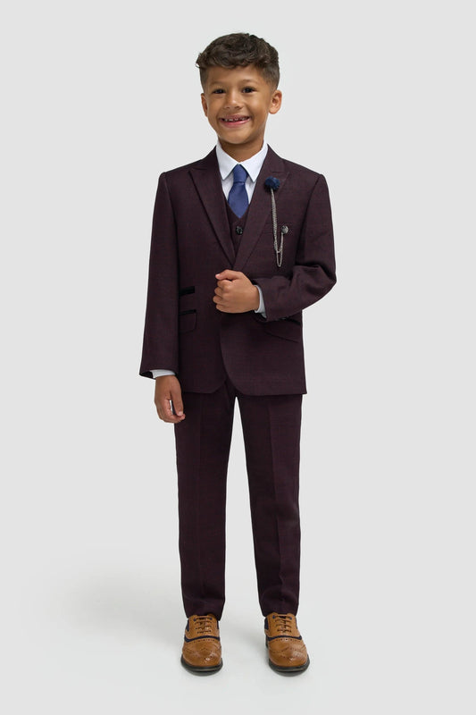 Cavani Caridi Wine Boys 3-Piece Suit