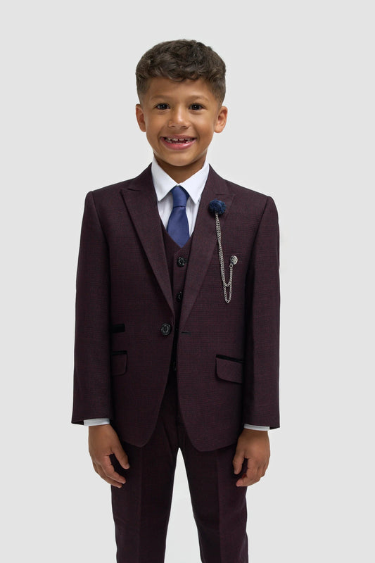 Cavani Caridi Wine Boys 3-Piece Suit