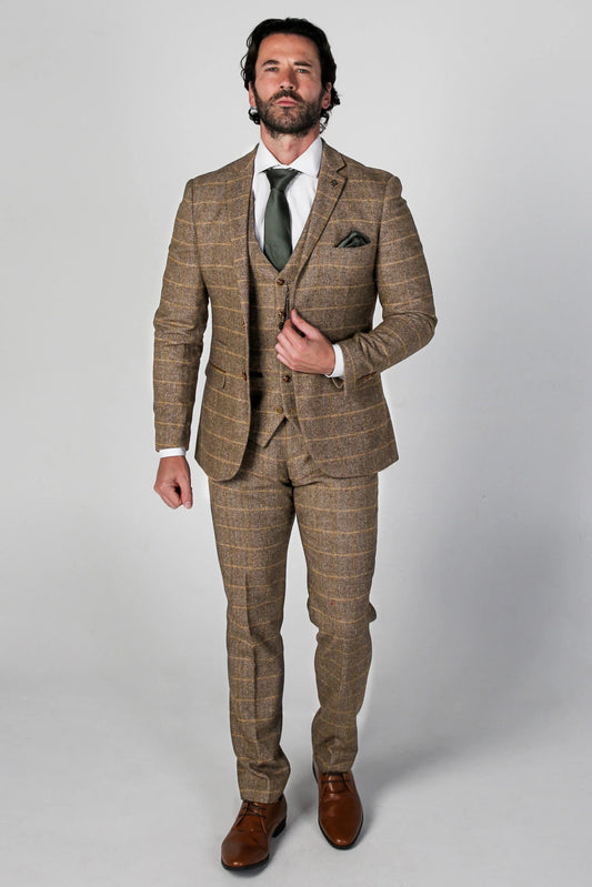 Paul Andrew Harris Brown Tweed 3-Piece Suit