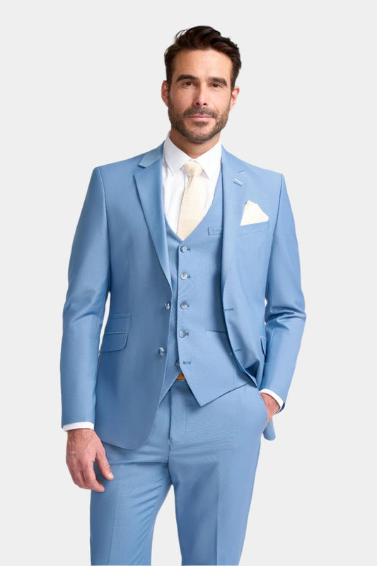 Cavani Bond Wool Rich Ocean Blue Three Piece Suit