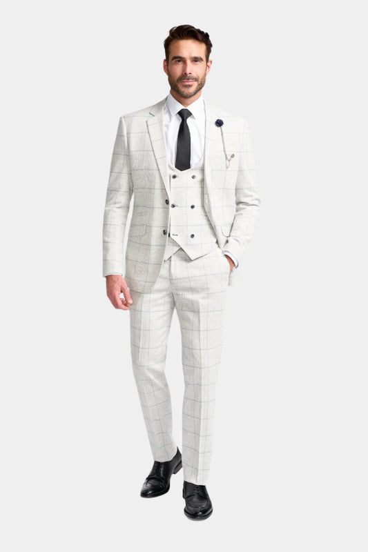 Cavani Radika Light Grey Check 3-Piece Suit