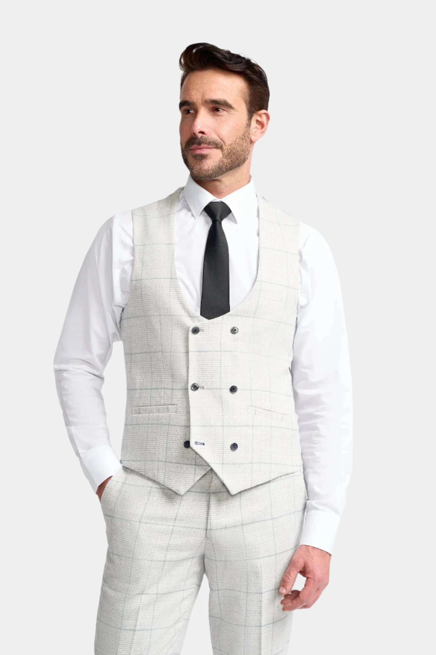 RADIKA LIGHT GREY CHECK 3-PIECE SUIT