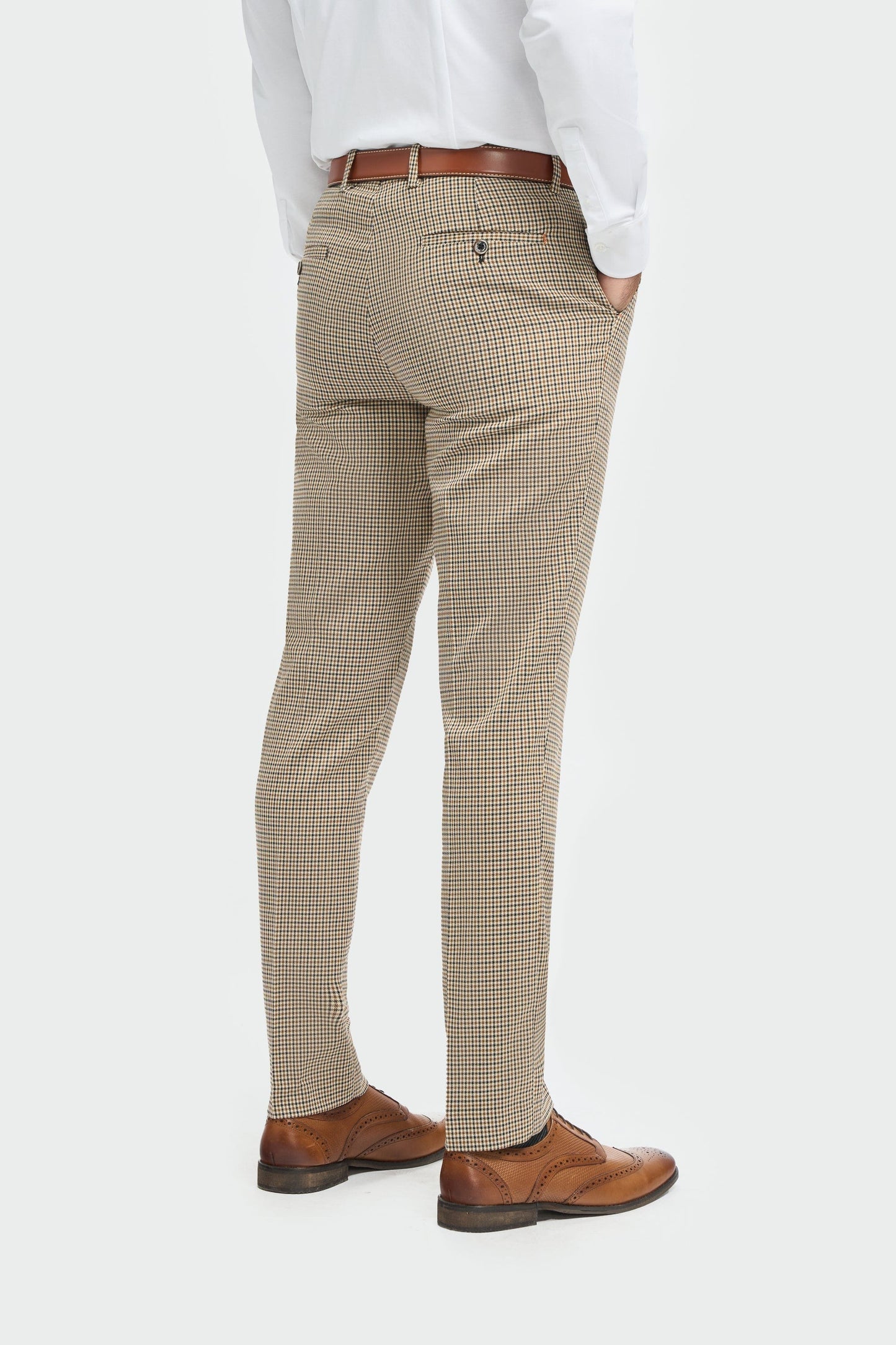 Cavani Elwood Tan Houndstooth 3-Piece Suit