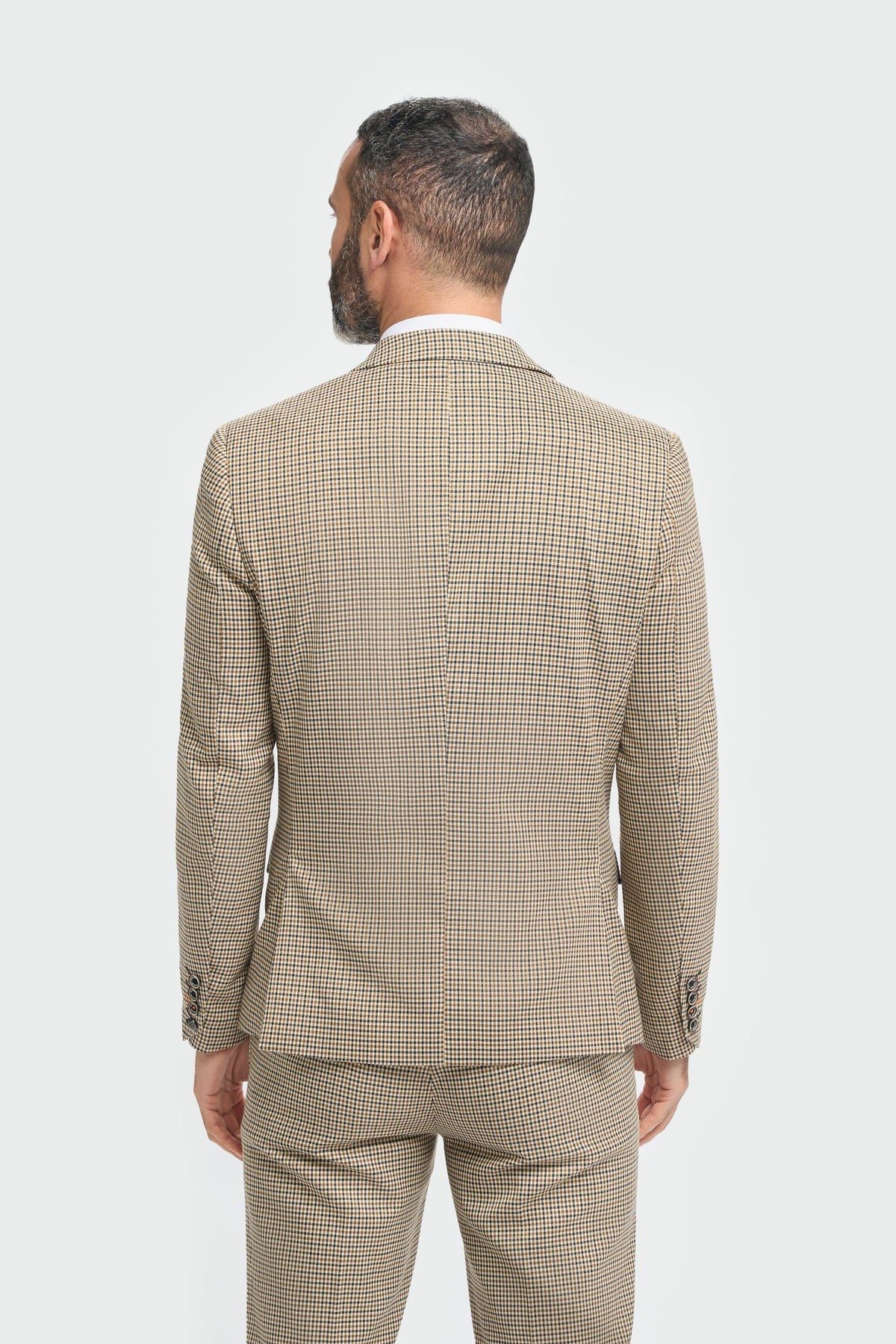 Cavani Elwood Tan Houndstooth Three Piece Suit