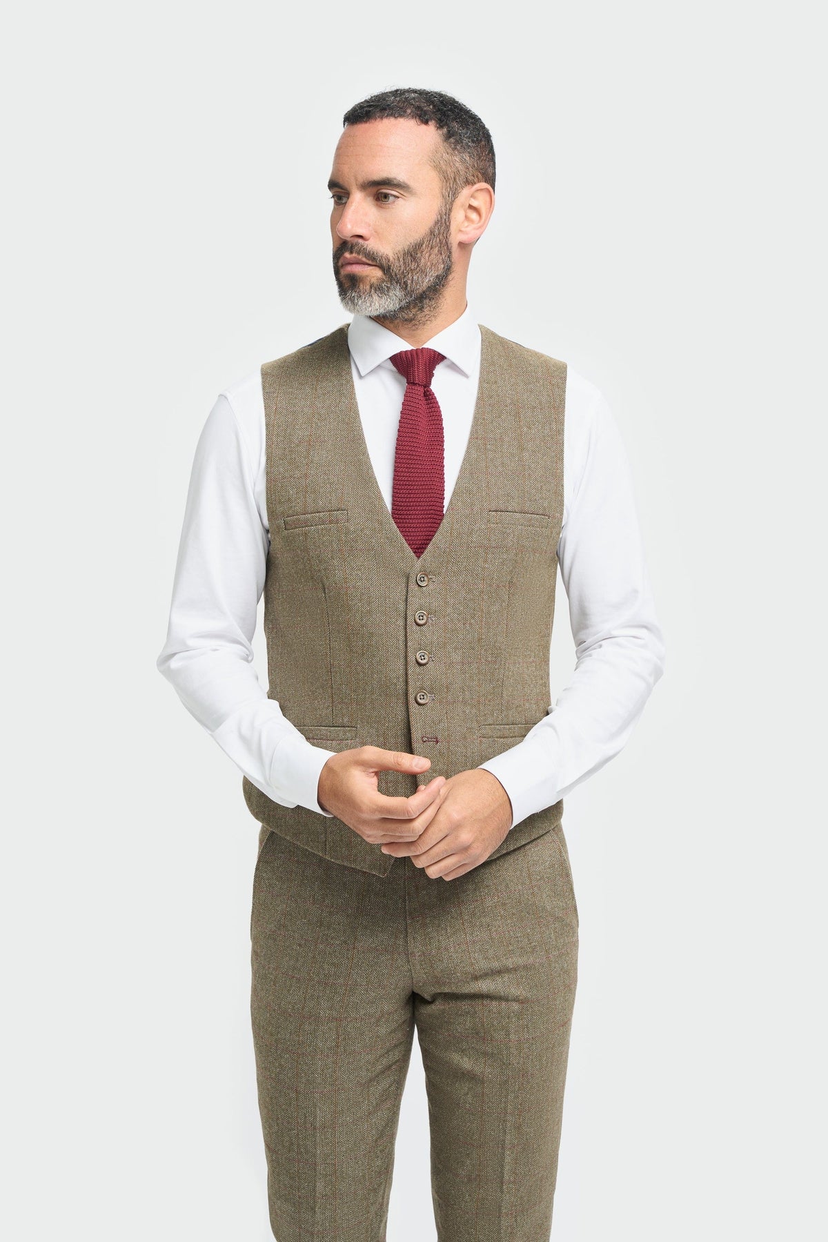 Cavani Gaston Sage Tweed Three Piece Suit