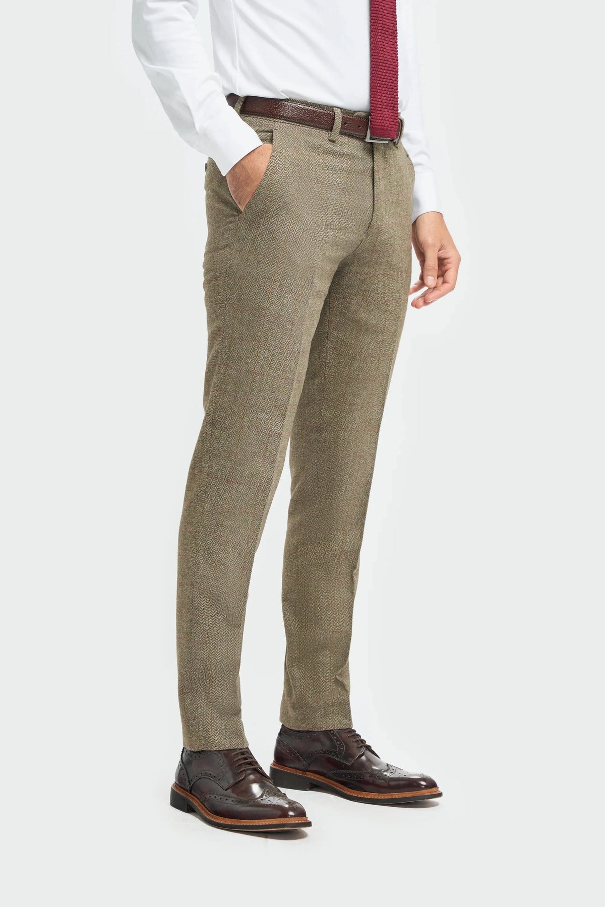Cavani Gaston Sage Tweed Three Piece Suit