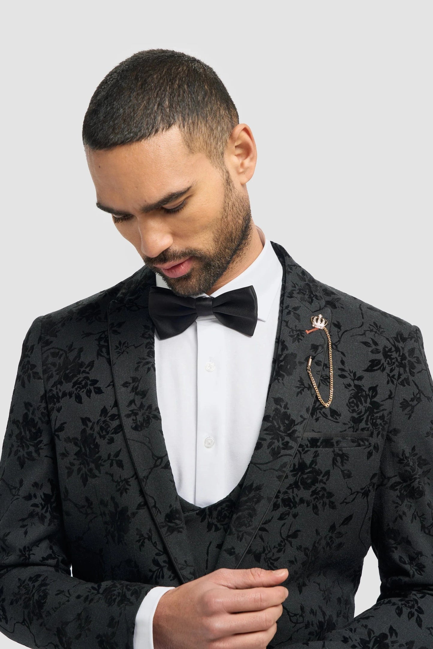 Cavani Georgi Black Floral 3-Piece Suit