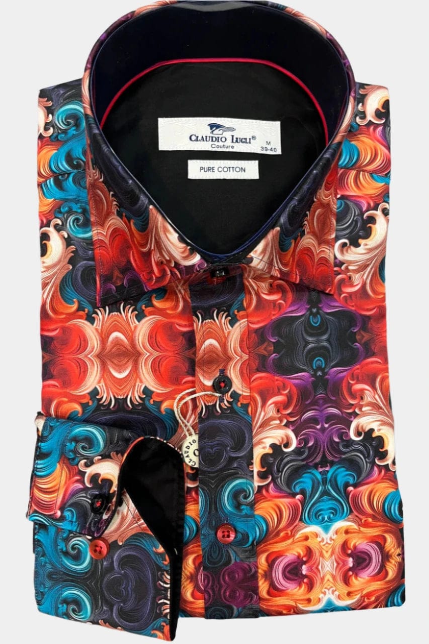 CLAUDIO LUGLI INTRICATE WALLPAPER PRINT SHIRT
