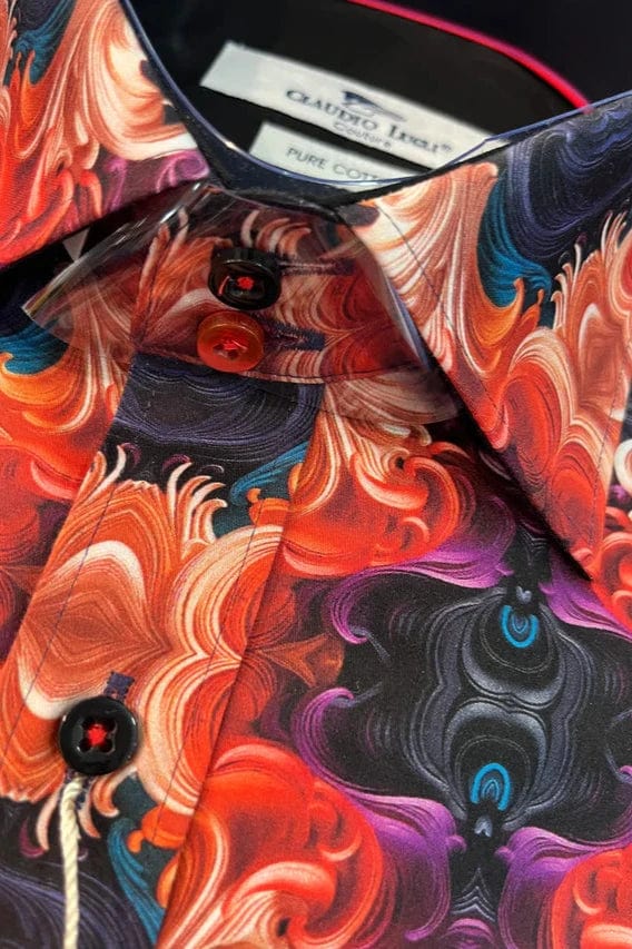 CLAUDIO LUGLI INTRICATE WALLPAPER PRINT SHIRT