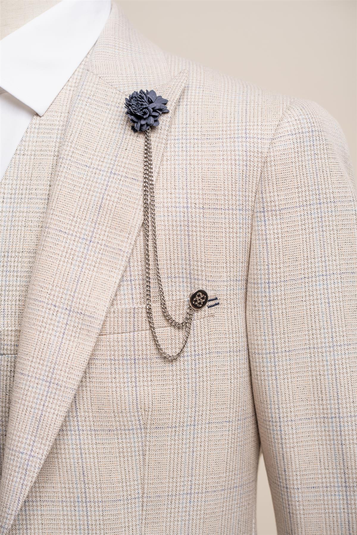 CAVANI PURPLE FLOWER CHAIN LAPEL PIN