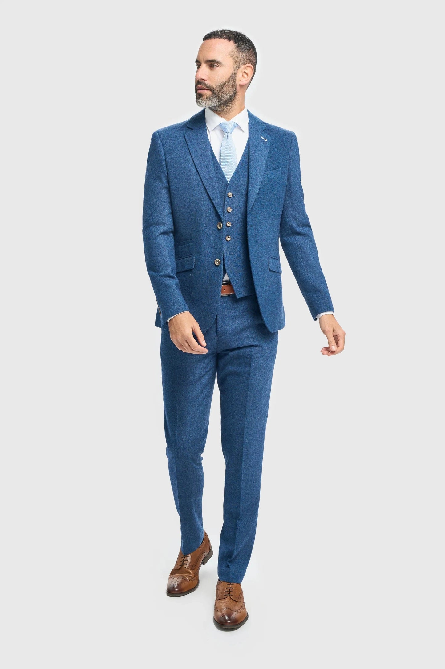 CAVANI ORSON BLUE TWEED 3-PIECE SUIT