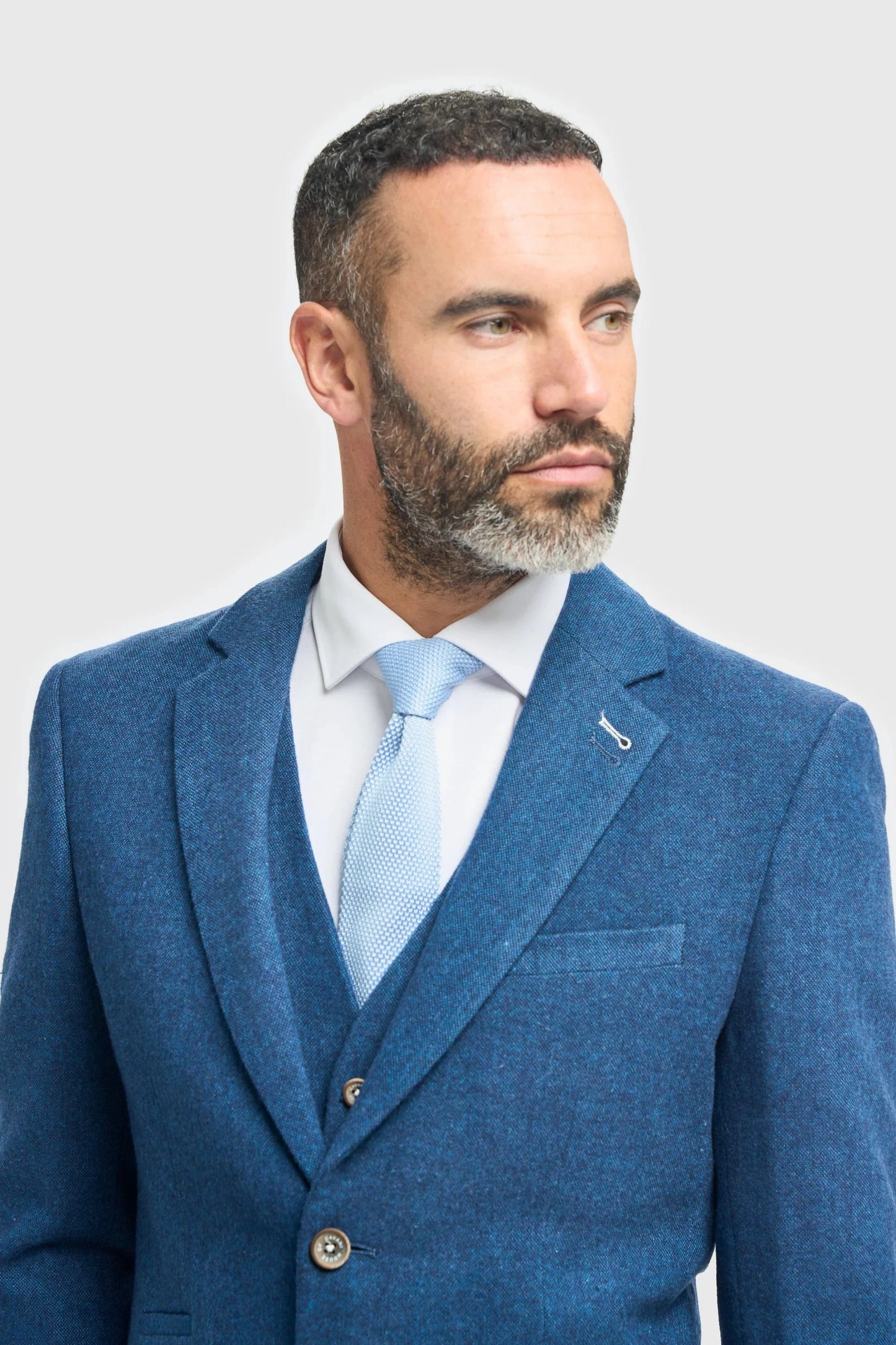 CAVANI ORSON BLUE TWEED 3-PIECE SUIT