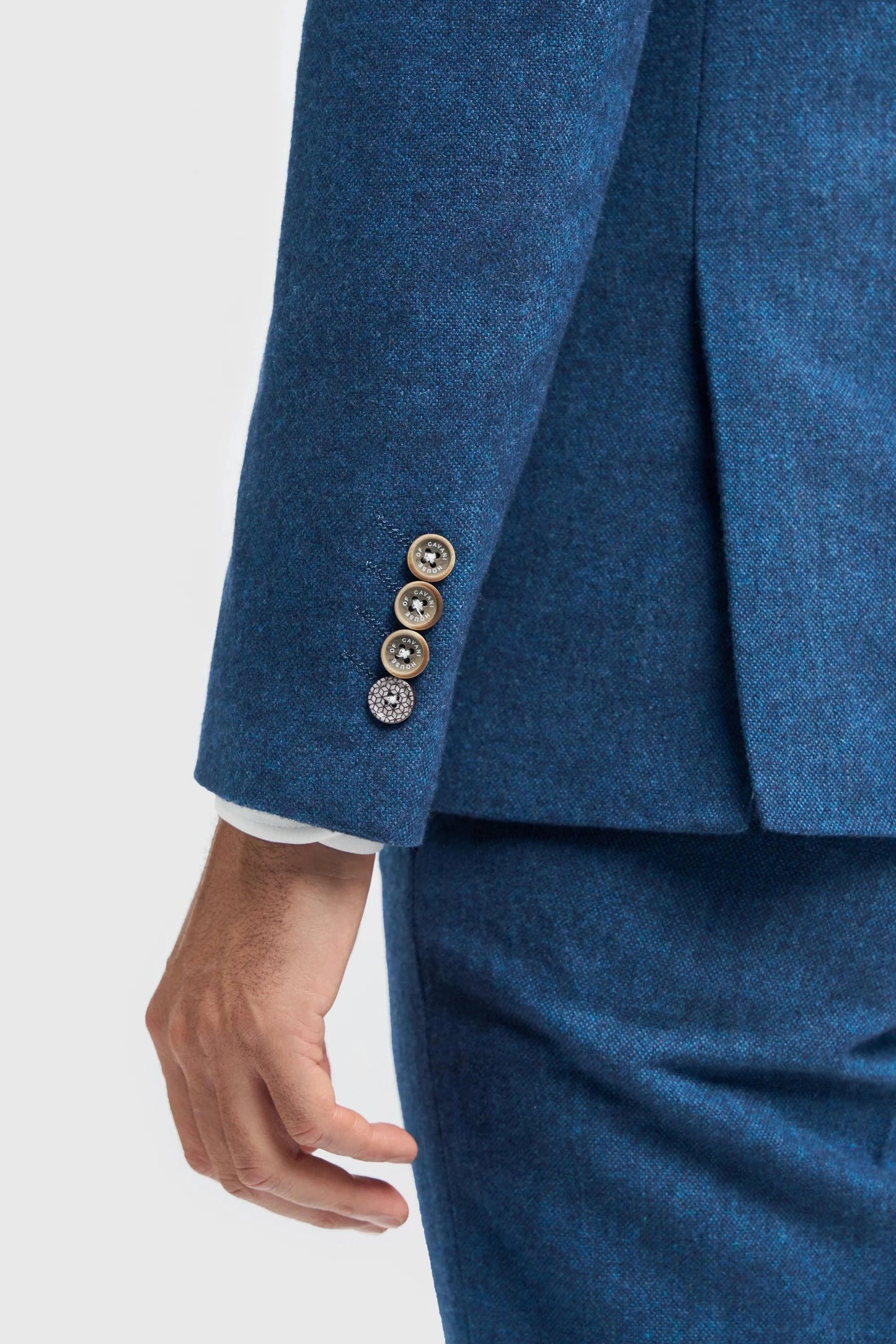 CAVANI ORSON BLUE TWEED 3-PIECE SUIT