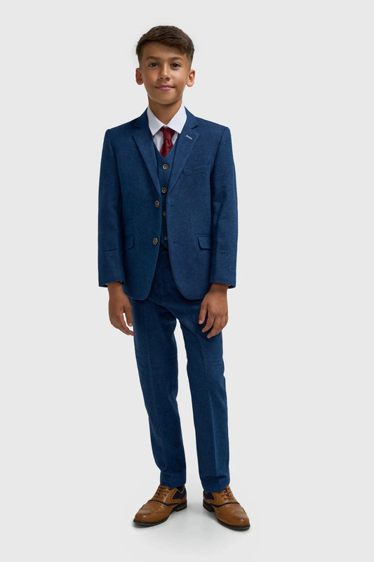 Cavani Orson Blue Tweed Boys 3-Piece Suit
