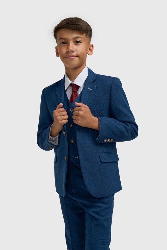 Cavani Orson Blue Tweed Boys 3-Piece Suit