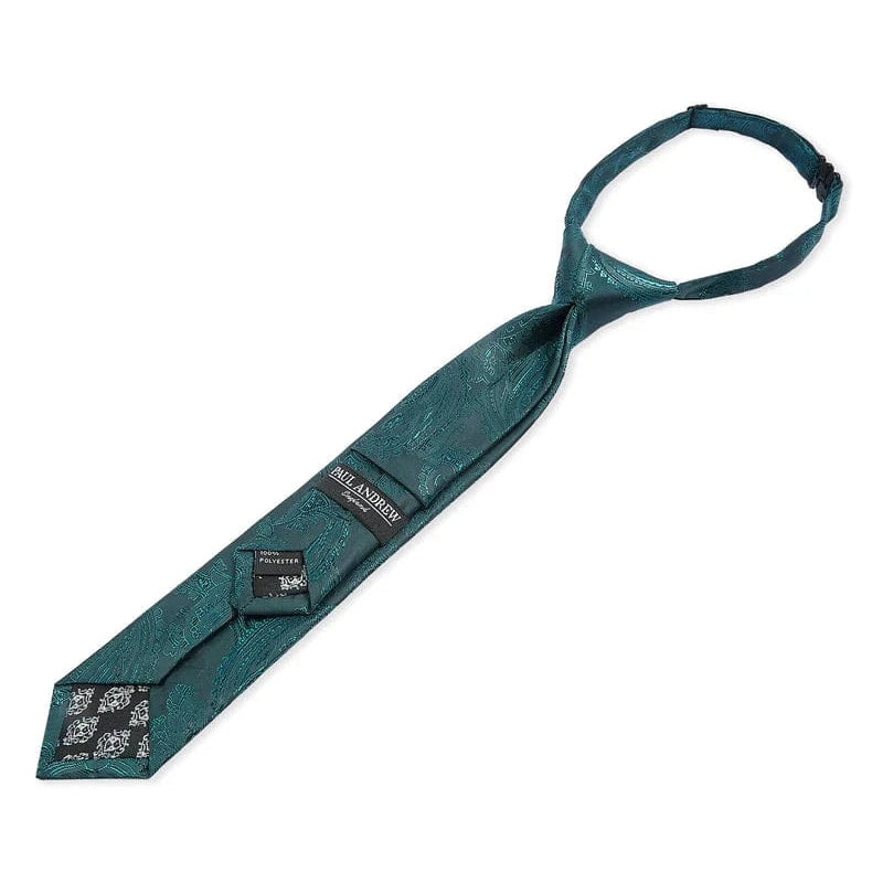 Boys Paul Andrew green paisley tie on a white background