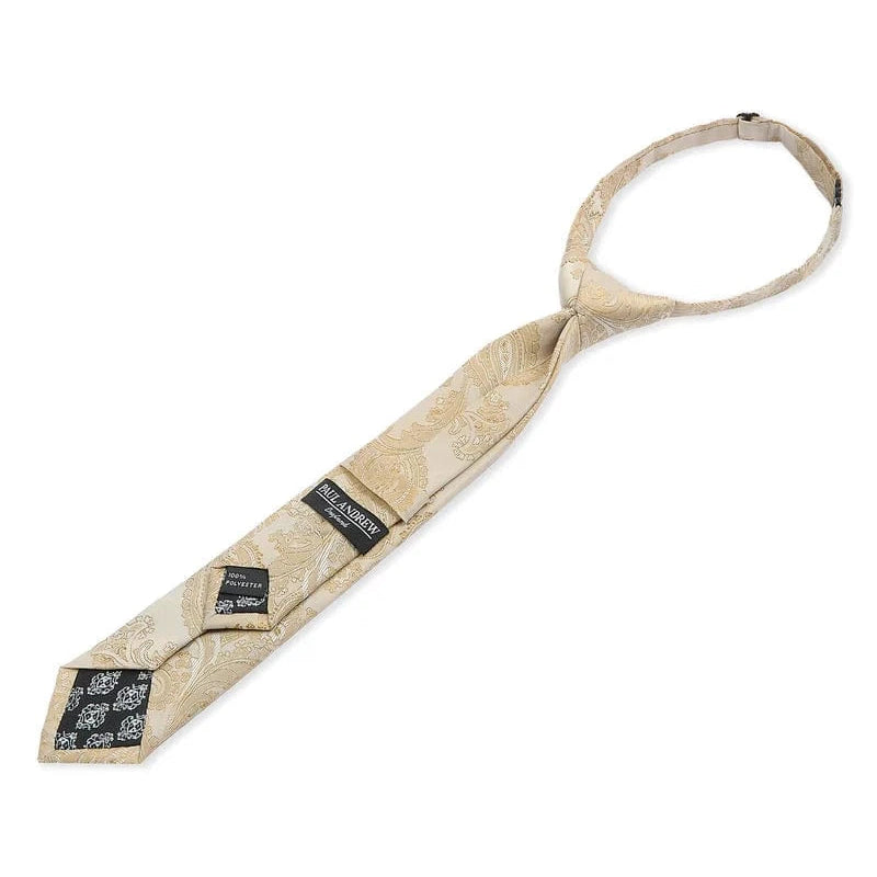 Boys Paul Andrew cream paisley tie on a white background
