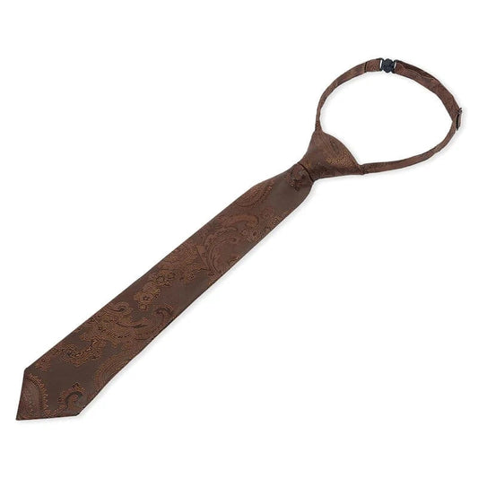Boys Paul Andrew brown paisley tie on a white background