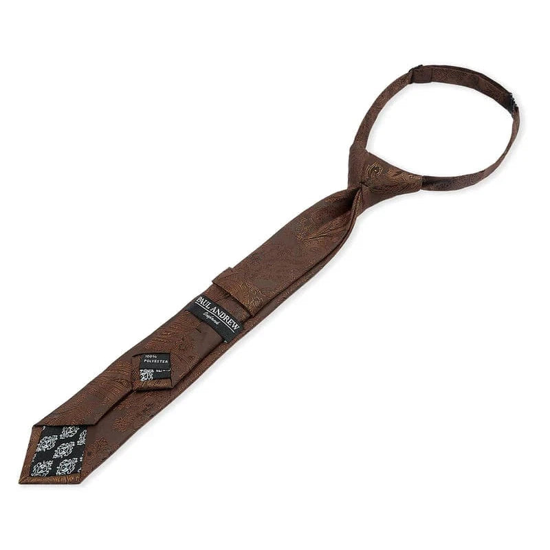 Boys Paul Andrew brown paisley tie on a white background