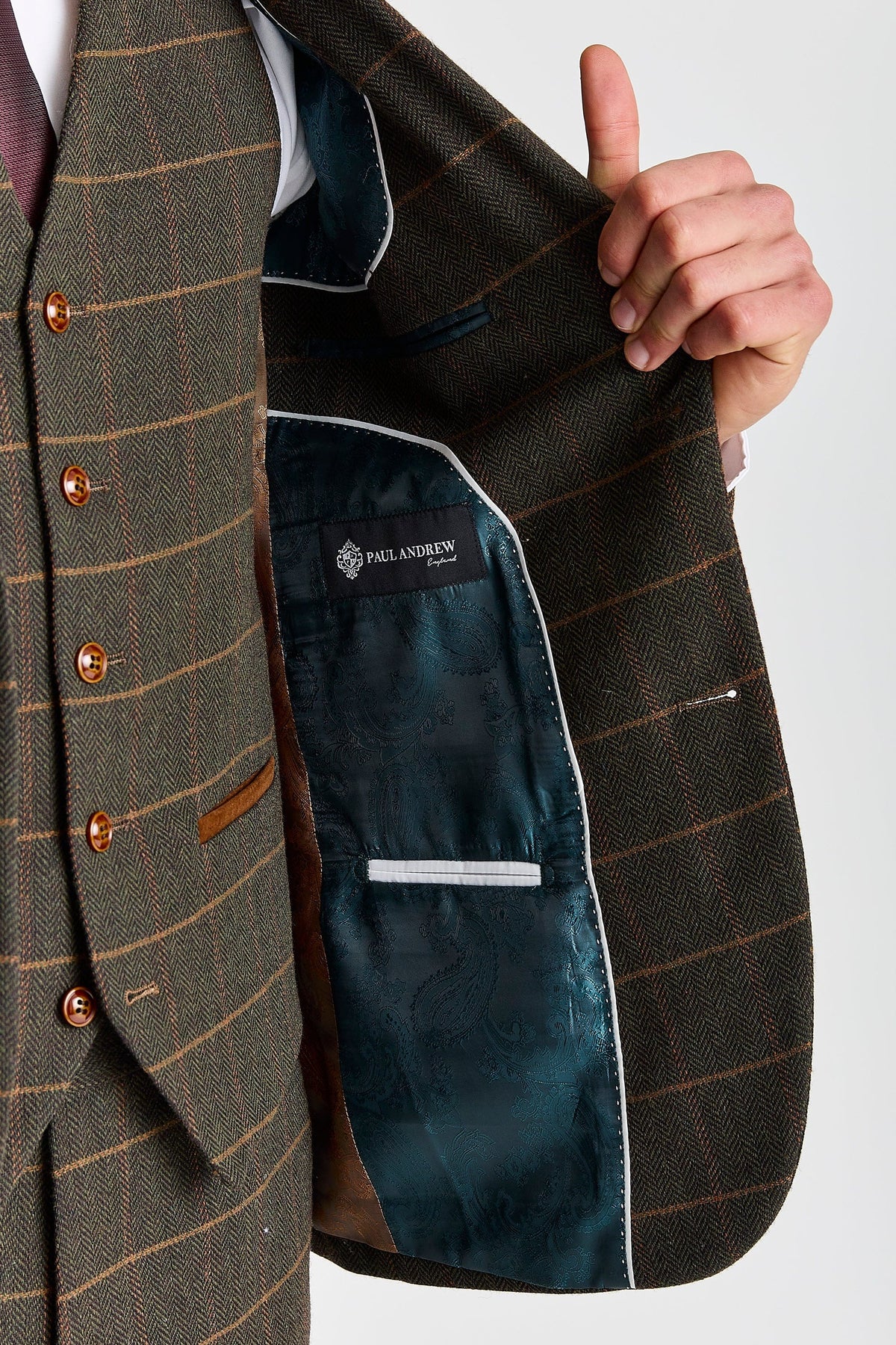 Paul Andrew Harris Green Tweed Three Piece Suit