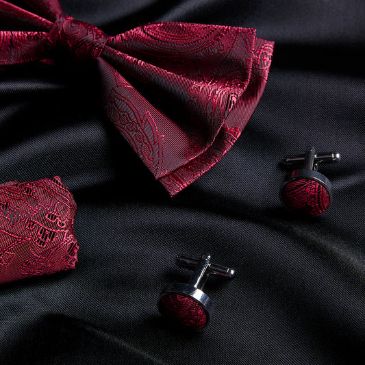 Paul Andrew Red Paisley Bow Tie Set