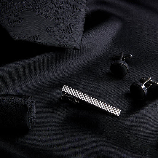 Paul Andrew Black Paisley Tie Set