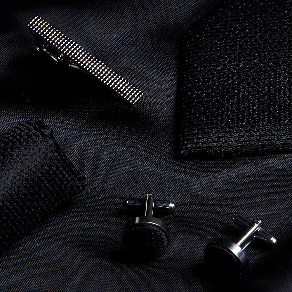 Paul Andrew Black Textured Tie Set