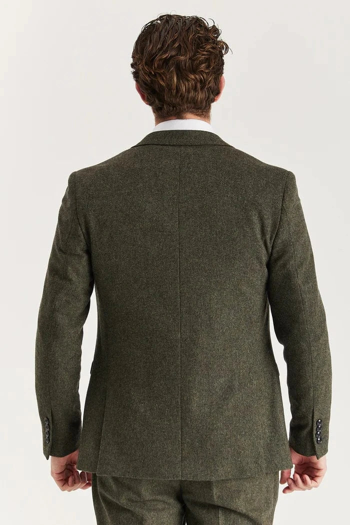 PAUL ANDREW OSCAR GREEN TWEED 3-PIECE SUIT